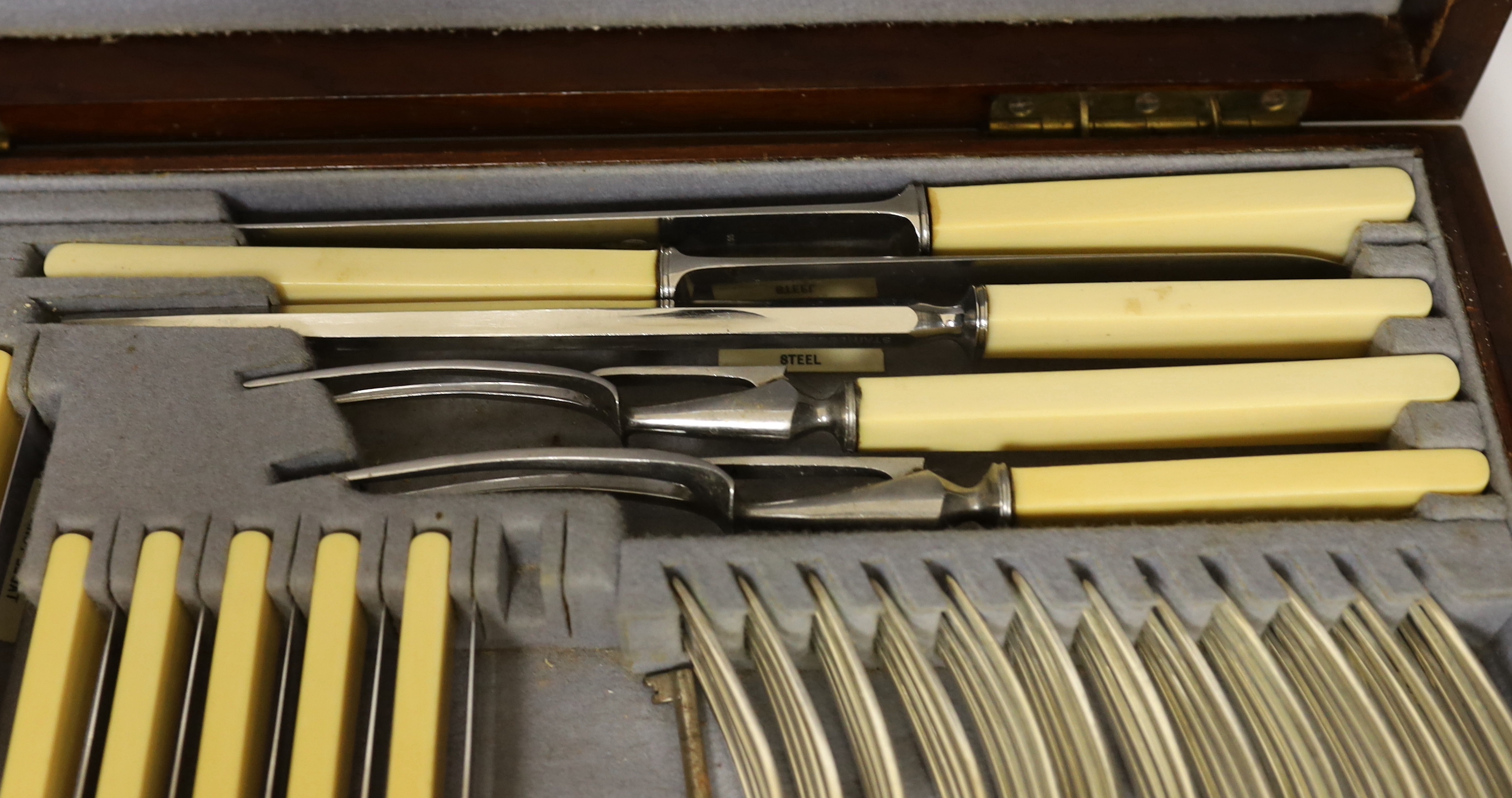 A Southern & Richardson silver plated canteen of flatware, with key